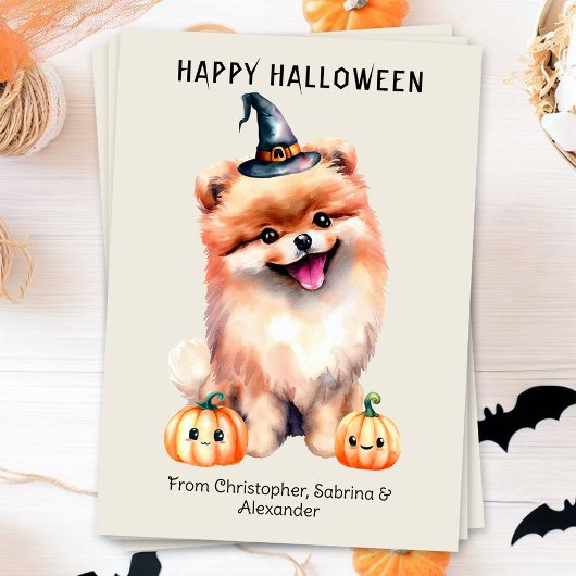 Spitz Hund Happy Halloween Feiertagskarte
