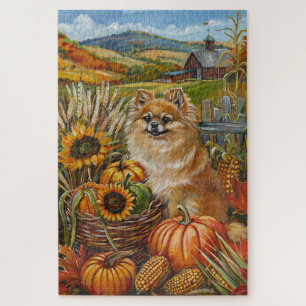 Spitz Hund Herbst Ernte Erntedank Puzzle