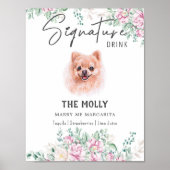 Spitz Hund Hochzeitsignatur Trinkzeichen Poster (Vorne)