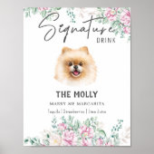 Spitz Hund Hochzeitsignatur Trinkzeichen Poster (Vorne)