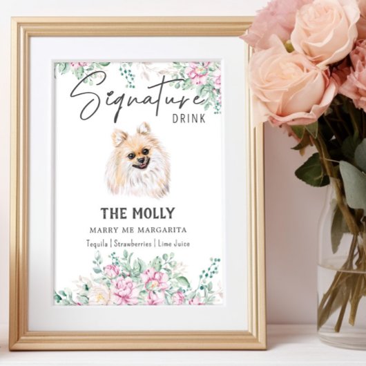 Spitz Hund Hochzeitsignatur Trinkzeichen Poster