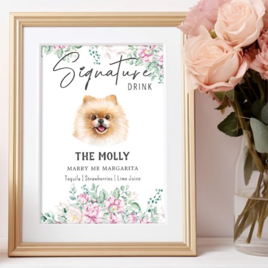 Spitz Hund Hochzeitsignatur Trinkzeichen Poster
