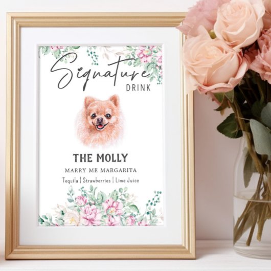 Spitz Hund Hochzeitsignatur Trinkzeichen Poster