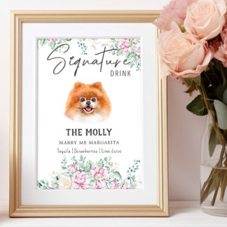Spitz Hund Hochzeitsignatur Trinkzeichen Poster