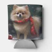 Spitz Hund im Schnee Weihnachten Dosenkühler (Rückseite)