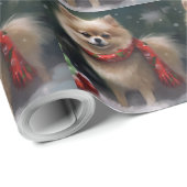 Spitz Hund im Schnee Weihnachten Geschenkpapier (Rolleneckpunkt)
