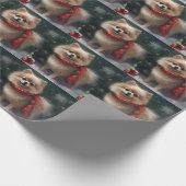 Spitz Hund im Schnee Weihnachten Geschenkpapier (Ecke)
