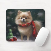Spitz Hund im Schnee Weihnachten Mousepad (Mit Mouse)