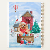 Spitz Hund im Schnee Weihnachtshundehaus Planer (Rückseite)