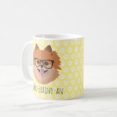 Spitz-Hund in den Nerd-Gläsern | POMER-BRAINY-AN Kaffeetasse (Vorderseite Links)