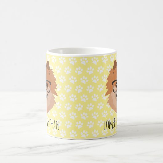 Spitz-Hund in den Nerd-Gläsern | POMER-BRAINY-AN Kaffeetasse (Mittel)