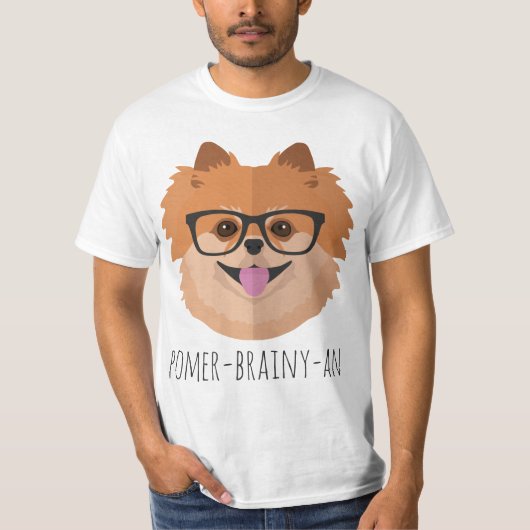Spitz-Hund in den Nerd-Gläsern | POMER-BRAINY-AN T-Shirt (Vorderseite)