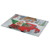 Spitz Hund in der Weihnachtslieferung LKW Schnee Schneidebrett (Ecke)