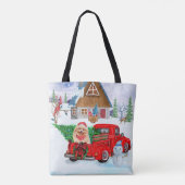 Spitz Hund in der Weihnachtslieferung LKW Schnee Tasche (Rückseite)