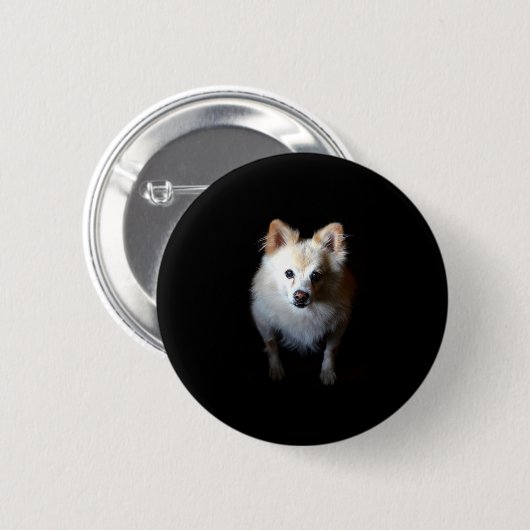 Spitz Hund in Dunkelheit Button (Vorne & Hinten)