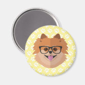 Spitz Hund in Nerd Brille | NIEDLICHER HIPSTER Magnet (Vorderseite/Rückseite)