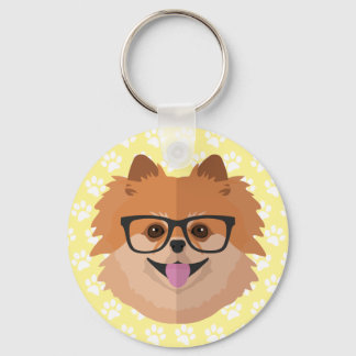 Spitz Hund in Nerd Brille | NIEDLICHER HIPSTER Schlüsselanhänger