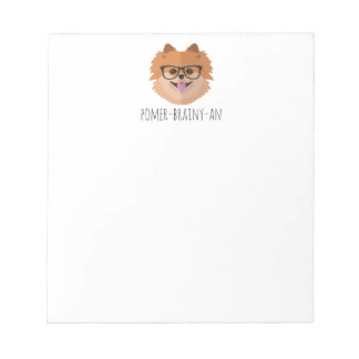 Spitz Hund in Nerd Brille | POMER-BRAINY-AN Notizblock