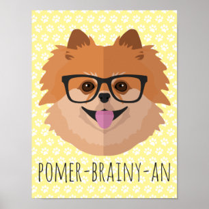Spitz Hund in Nerd Brille   POMER-BRAINY-AN Poster