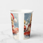 Spitz Hund in Sledge Lass es Schnee Weihnachten Pappbecher (Links)