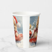 Spitz Hund in Sledge Lass es Schnee Weihnachten Pappbecher (Rechts)