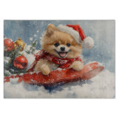 Spitz Hund in Sledge Lass es Schnee Weihnachten Schneidebrett (Vorderseite)