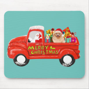 Spitz Hund in Weihnachtslieferung LKW Mousepad