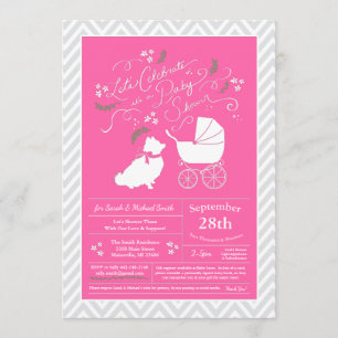 Spitz Hund Kinderdusche Pink Girl Einladung