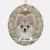 Spitz Hund liebt Gedächtnisschmuck Keramik Ornament (Links)