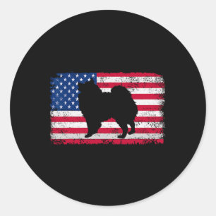 Spitz Hund Lover 4. Juli Patriotische Amerika Runder Aufkleber