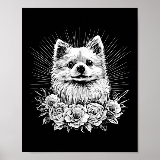 Spitz Hund Lover Retro Stil Tattoo _1 Poster (Vorne)