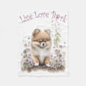 Spitz Hund Mama Bläschen Fleecedecke (Vorderseite)