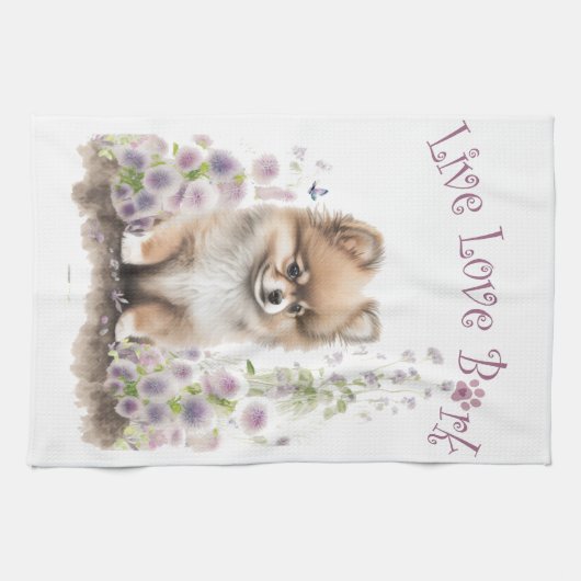 Spitz Hund Mama Bläschen Geschirrtuch (Horizontal)