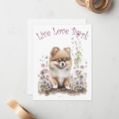 Spitz Hund Mama Bläschen Mitteilungskarte (Vorderseite/Rückseite Beispiel)