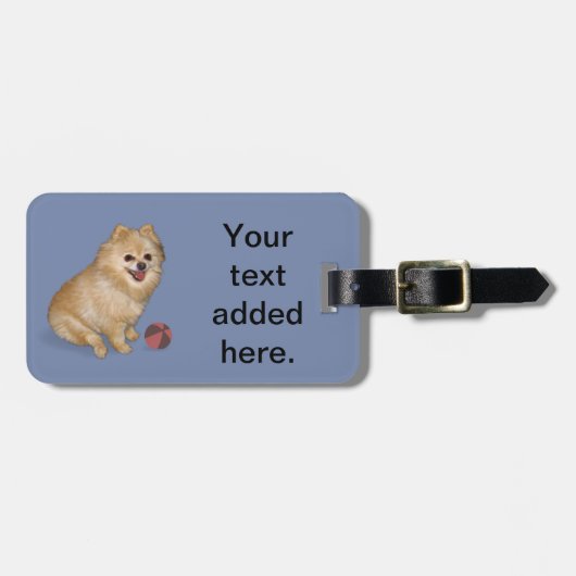 Spitz-Hund mit Ball Gepäckanhänger (Vorderseite horizontal)