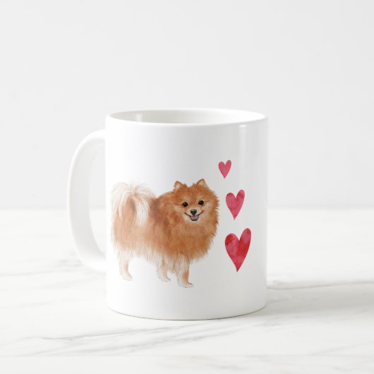 Spitz Hund mit benutzerdefiniertem Pet-Namen Kaffeetasse (Vorderseite Links)
