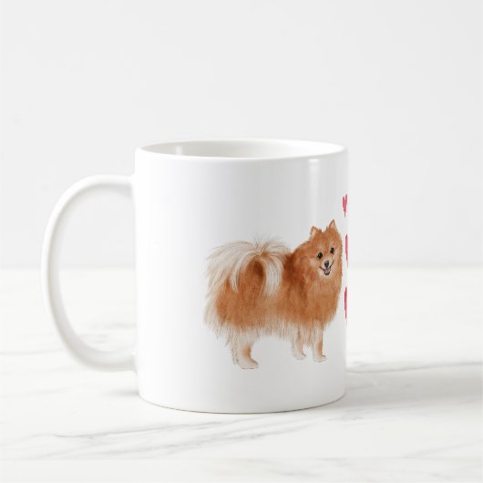 Spitz Hund mit benutzerdefiniertem Pet-Namen Kaffeetasse (Links)