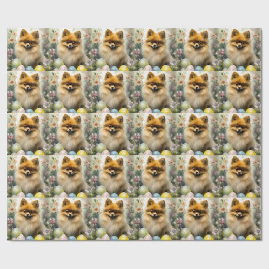 Spitz Hund mit Ostereiern Urlaub Geschenkpapier (Flach)