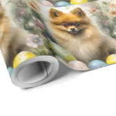 Spitz Hund mit Ostereiern Urlaub Geschenkpapier (Rolleneckpunkt)