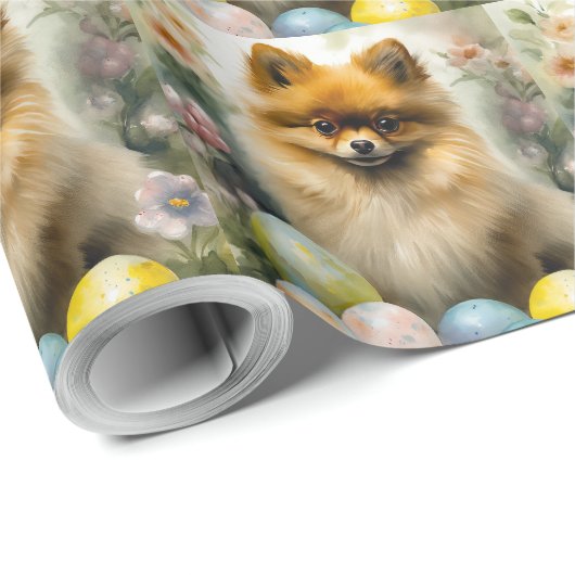 Spitz Hund mit Ostereiern Urlaub Geschenkpapier (Rolleneckpunkt)