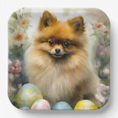 Spitz Hund mit Ostereiern Urlaub Pappteller (Vorderseite)