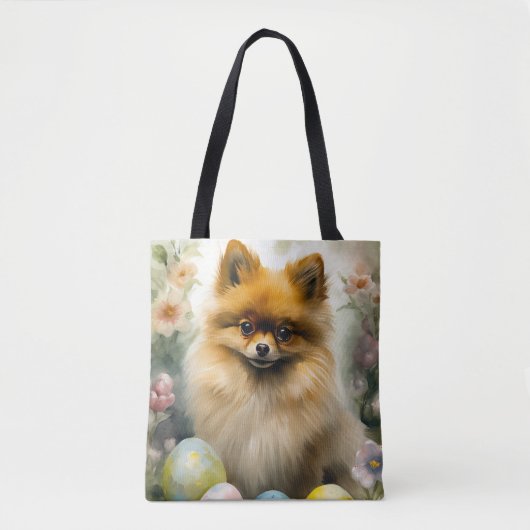 Spitz Hund mit Ostereiern Urlaub Tasche (Vorderseite)