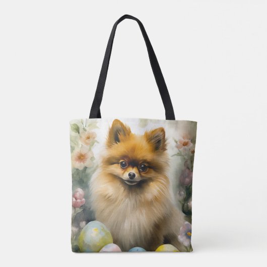 Spitz Hund mit Ostereiern Urlaub Tasche (Rückseite)
