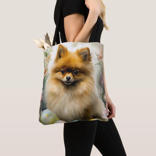 Spitz Hund mit Ostereiern Urlaub Tasche (Von Nahem)