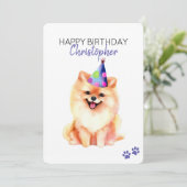 Spitz Hund Personalisiert Happy Geburtstagsflat Karte (Stehend Vorderseite)
