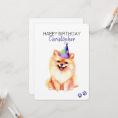 Spitz Hund Personalisiert Happy Geburtstagsflat Karte (Vorderseite/Rückseite Beispiel)