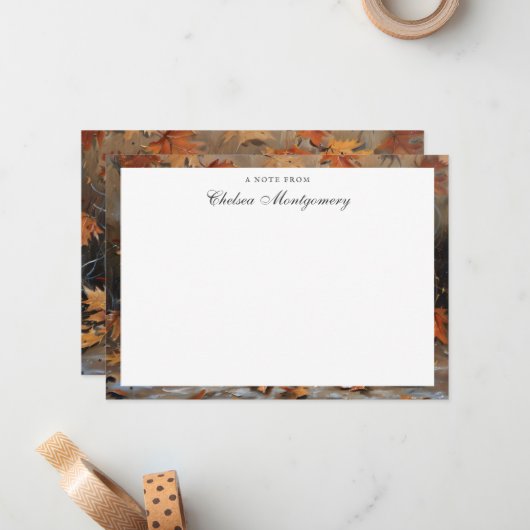 Spitz Hund Personalisiert Name Herbst Mitteilungskarte (Vorderseite/Rückseite Beispiel)