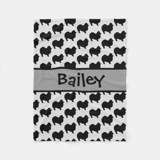 Spitz Hund Silhouette CUSTOM Fleecedecke (Vorderseite)