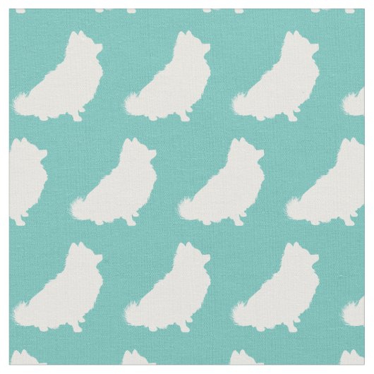 Spitz Hund Silhouette Haustier Aquamarin Stoff (Nahaufnahme)