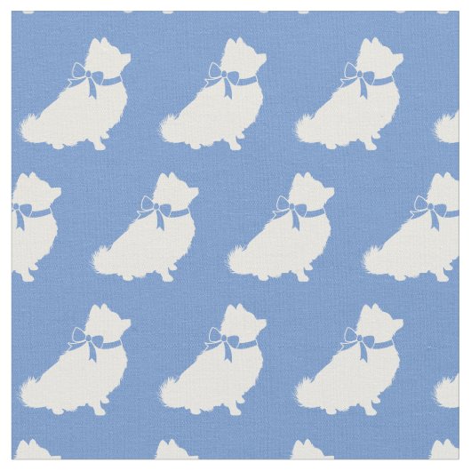 Spitz Hund Silhouette Pet Light Blue Stoff (Nahaufnahme)